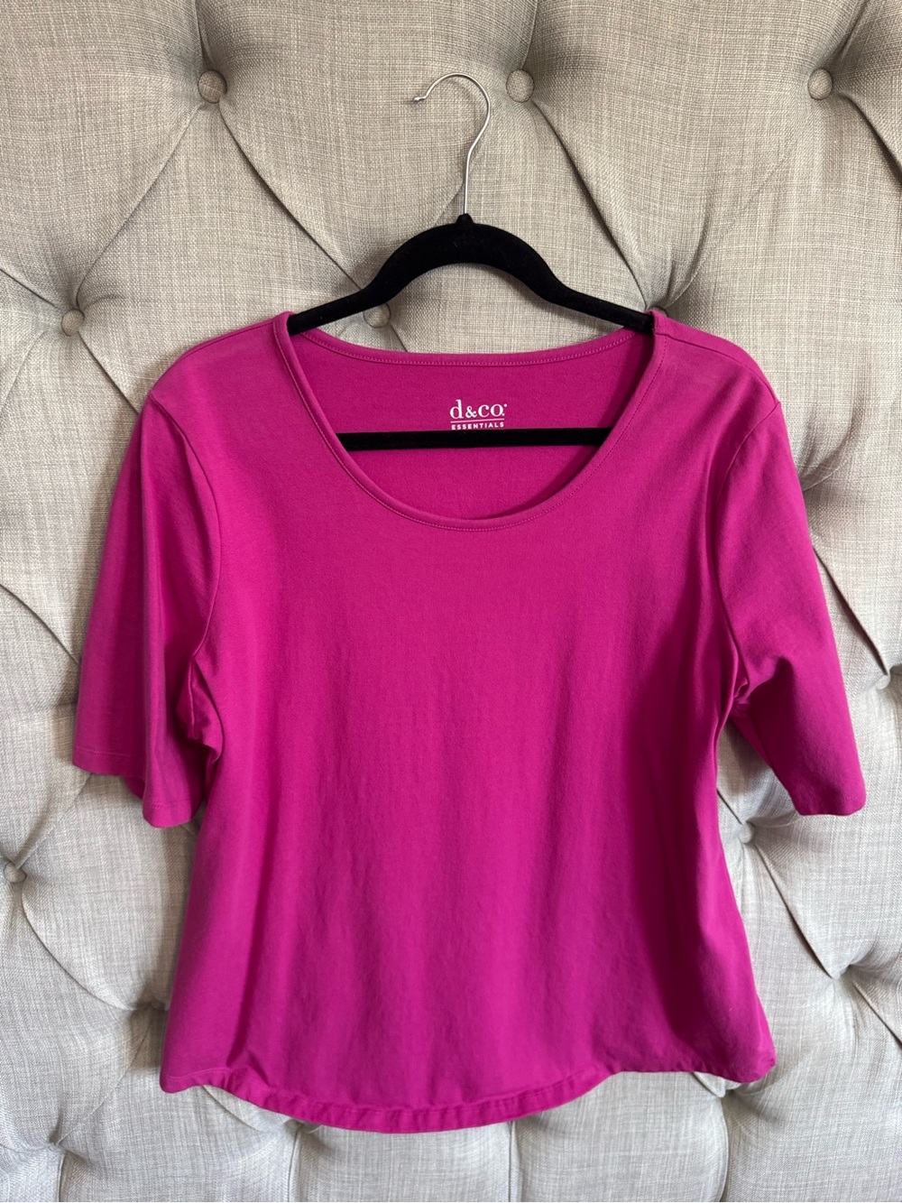 Denim&Co Fuchsia Short Sleeve Scoop Neck Tee